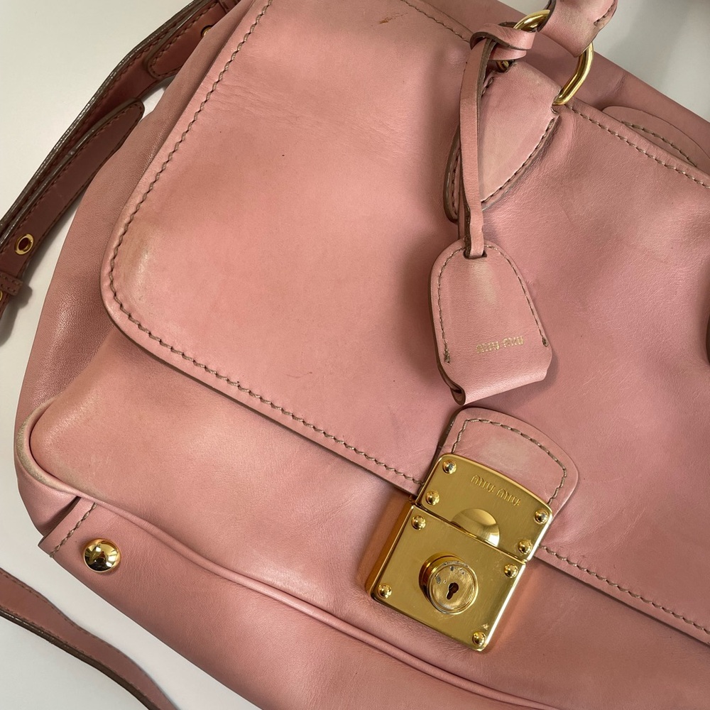 miu miu blush pink satchel bag | miu miu madras leather two way shoulder bag - Picture 8 of 14